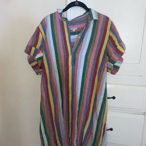 J. Crew Multicolor Striped Linen Dress